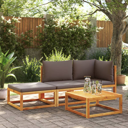 Salon de jardin avec coussins 3 pcs bois massif d'acacia