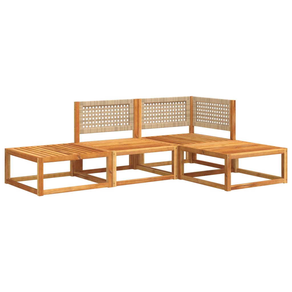 Salon de jardin avec coussins 4 pcs bois d'acacia massif