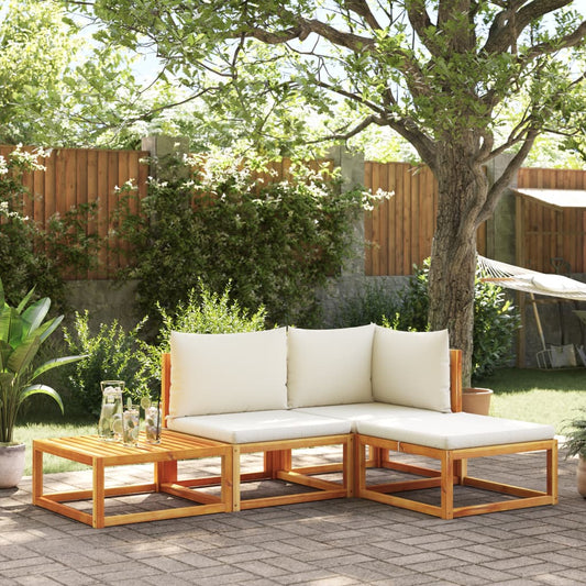 Salon de jardin avec coussins 4 pcs bois d'acacia massif