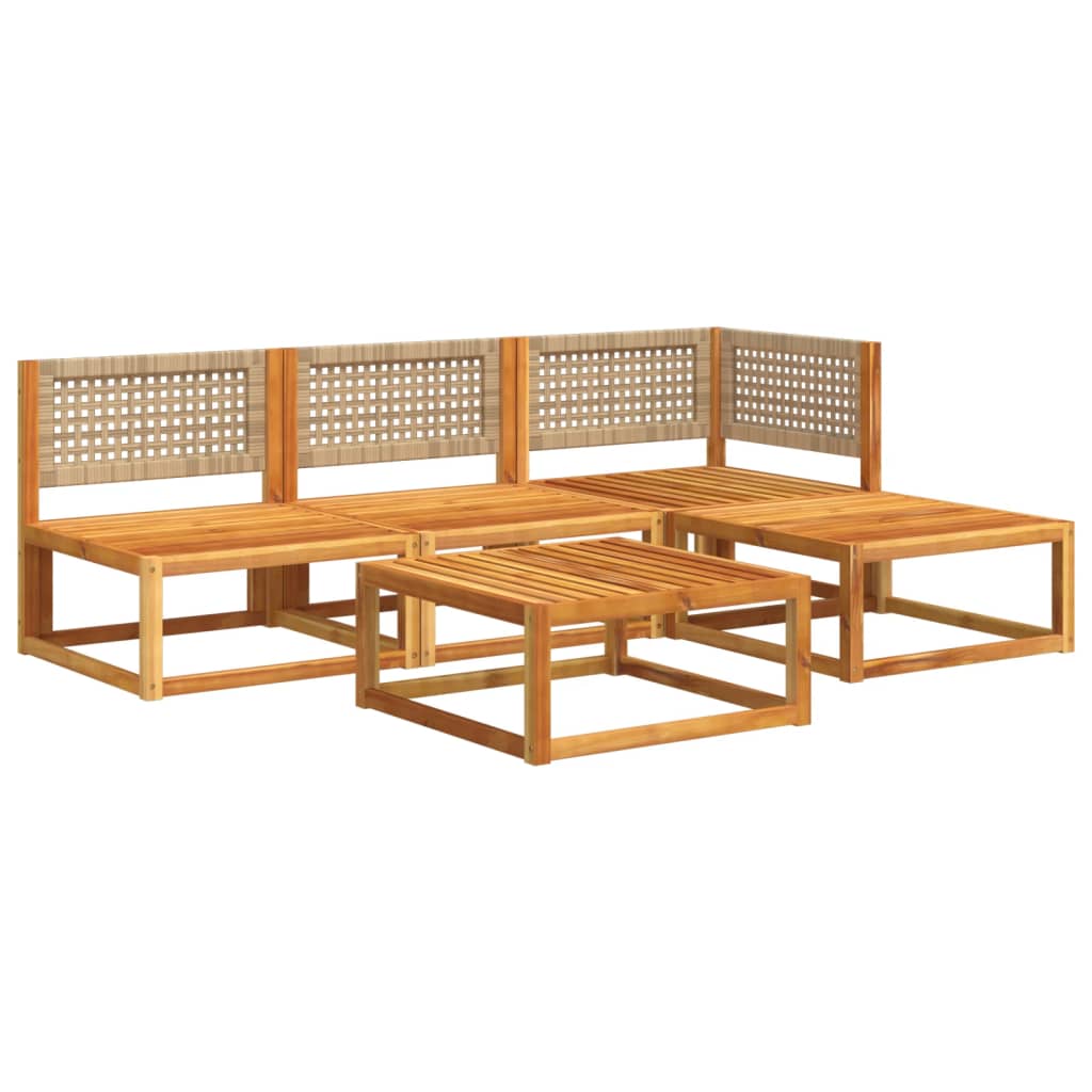 Salon de jardin avec coussins 5 pcs Bois d'acacia solide