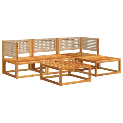 Salon de jardin avec coussins 5 pcs Bois d'acacia solide