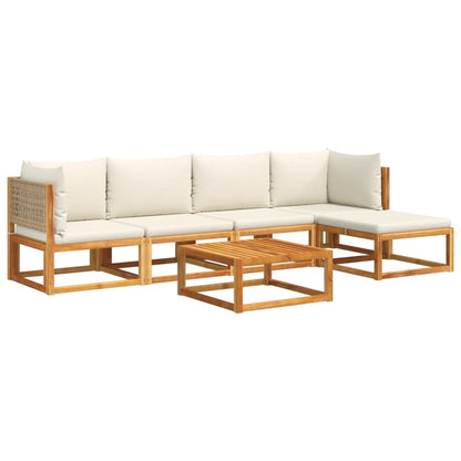 Salon de jardin avec coussins 6 pcs bois d'acacia solide