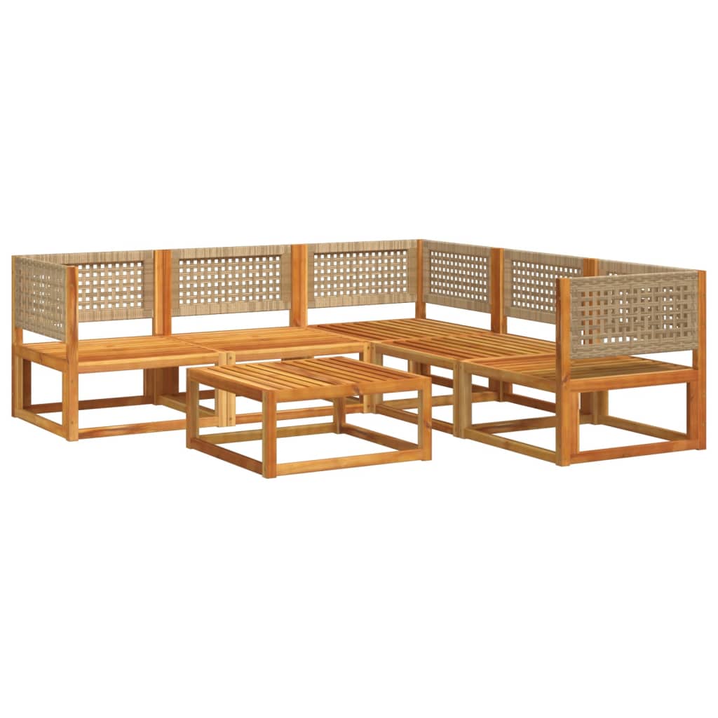 Salon de jardin avec coussins 6 pcs bois d'acacia solide