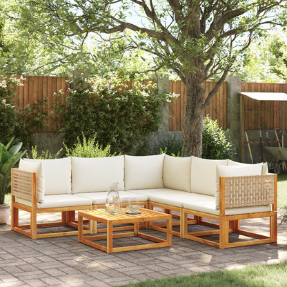 Salon de jardin avec coussins 6 pcs bois d'acacia solide