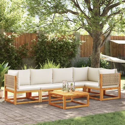 Salon de jardin avec coussins 6 pcs bois d'acacia solide