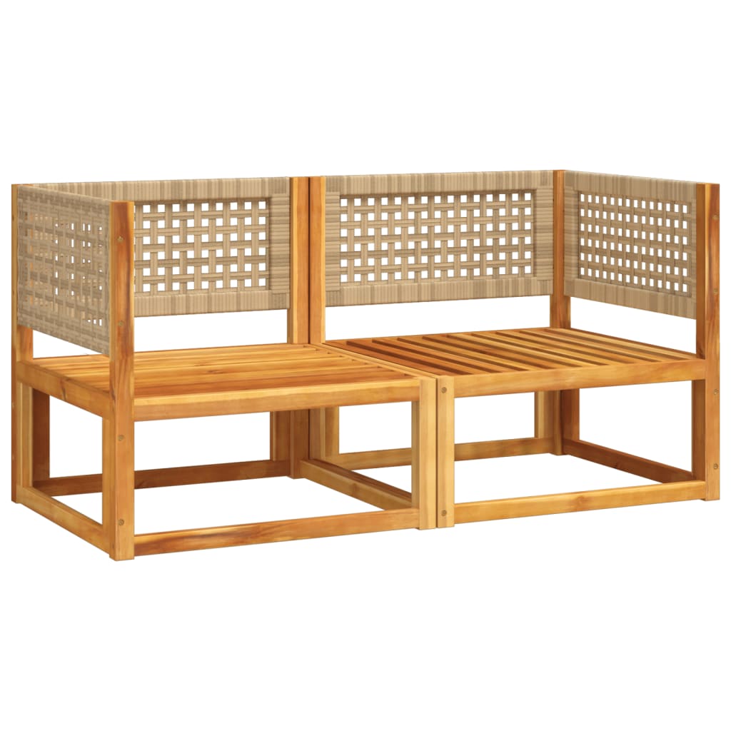 Canapés d'angle de jardin et coussins 2pcs bois massif d'acacia