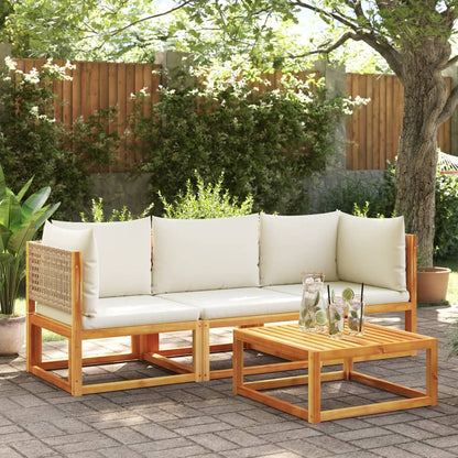 Salon de jardin avec coussins 3 pcs bois massif d'acacia