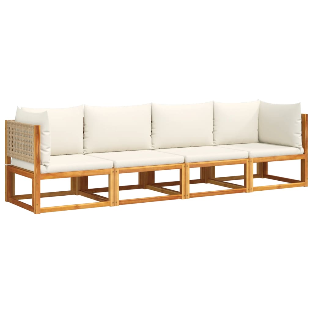 Salon de jardin avec coussins 4 pcs bois d'acacia massif