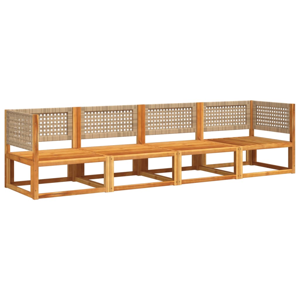 Salon de jardin avec coussins 4 pcs bois d'acacia massif