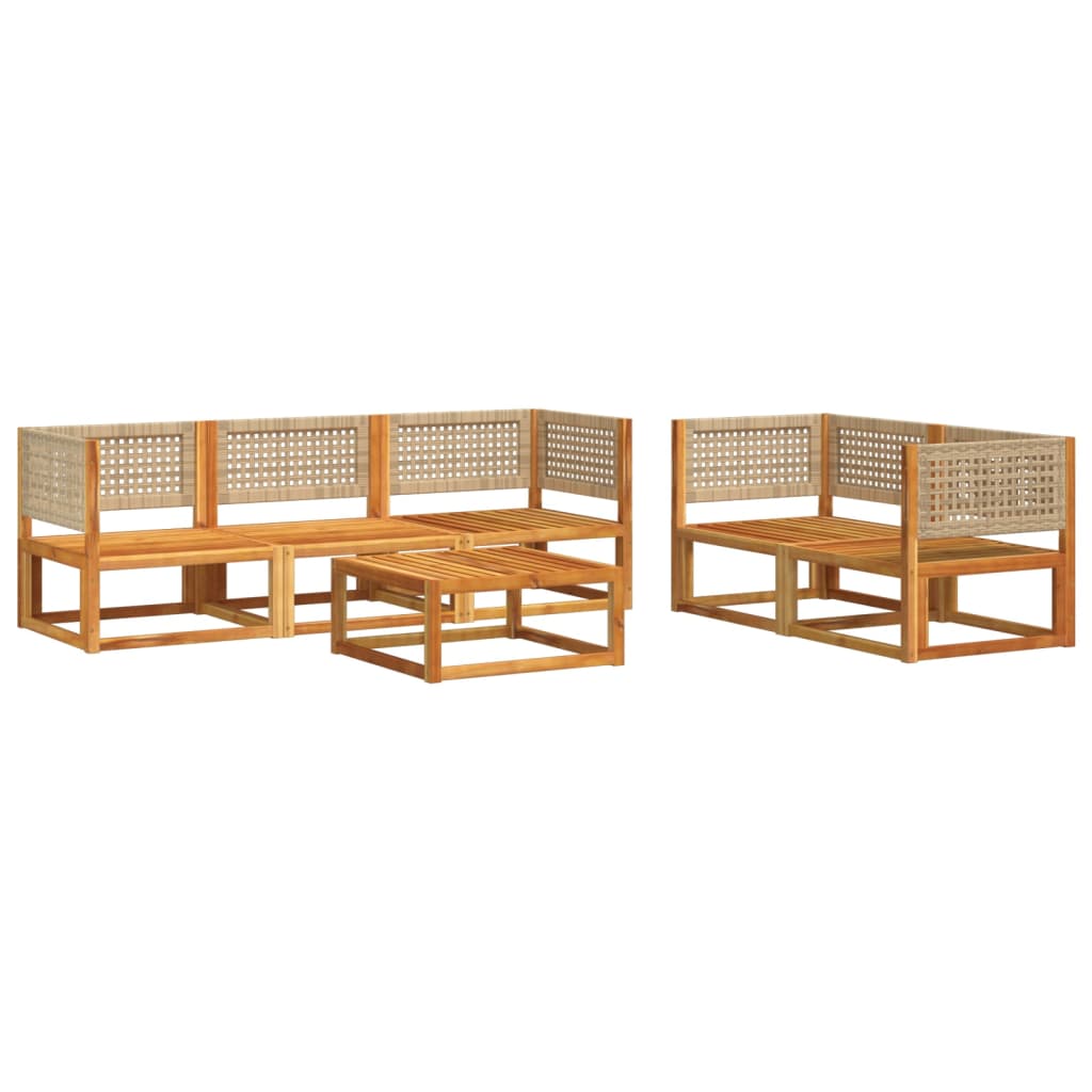 Salon de jardin avec coussins 6 pcs bois d'acacia solide