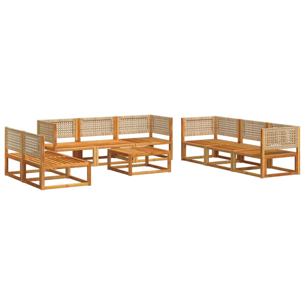 Salon de jardin avec coussins 9 pcs bois massif d'acacia