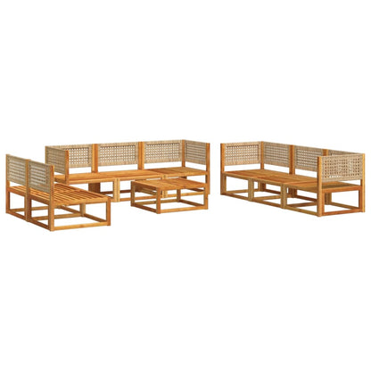 Salon de jardin avec coussins 9 pcs bois massif d'acacia