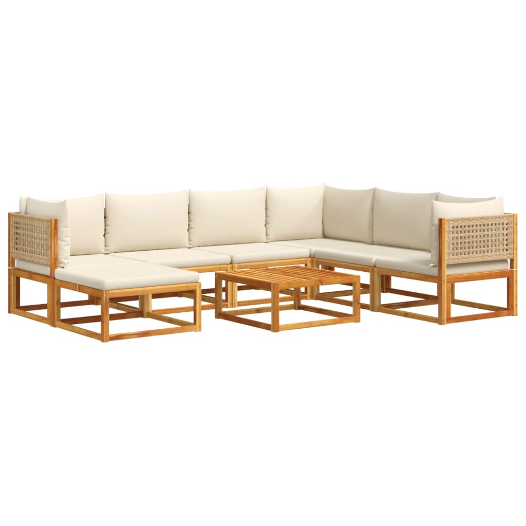 Salon de jardin avec coussins 8 pcs bois massif d'acacia