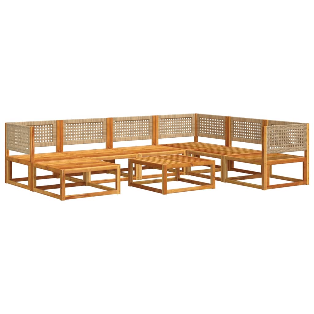 Salon de jardin avec coussins 8 pcs bois massif d'acacia