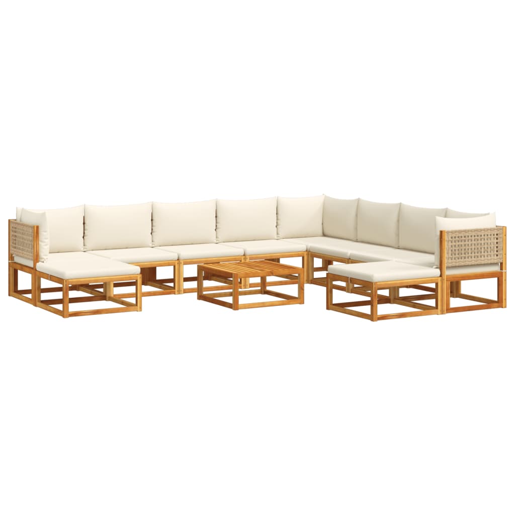 Salon de jardin avec coussins 11 pcs bois massif d'acacia