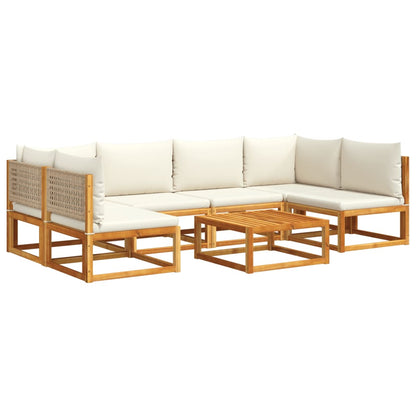 Salon de jardin avec coussins 7 pcs bois massif d'acacia