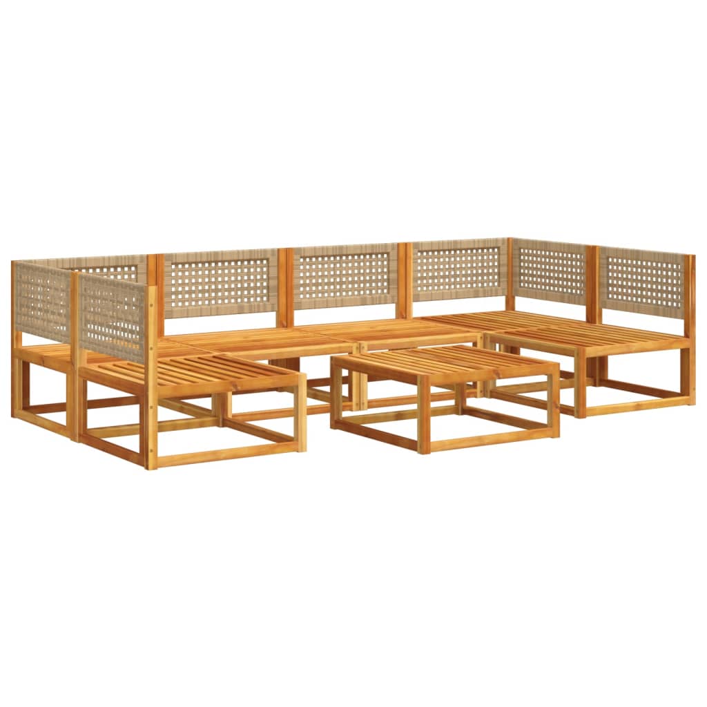 Salon de jardin avec coussins 7 pcs bois massif d'acacia