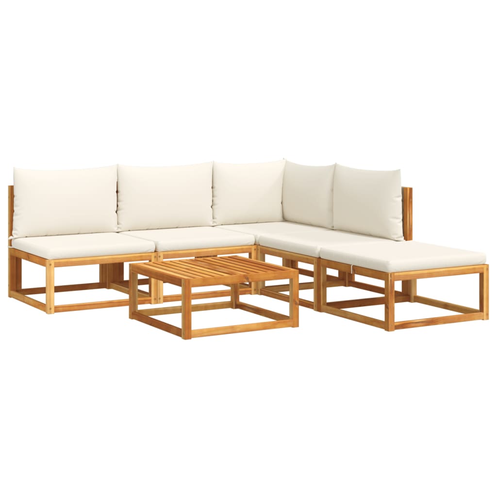 Salon de jardin avec coussins 6 pcs bois d'acacia solide