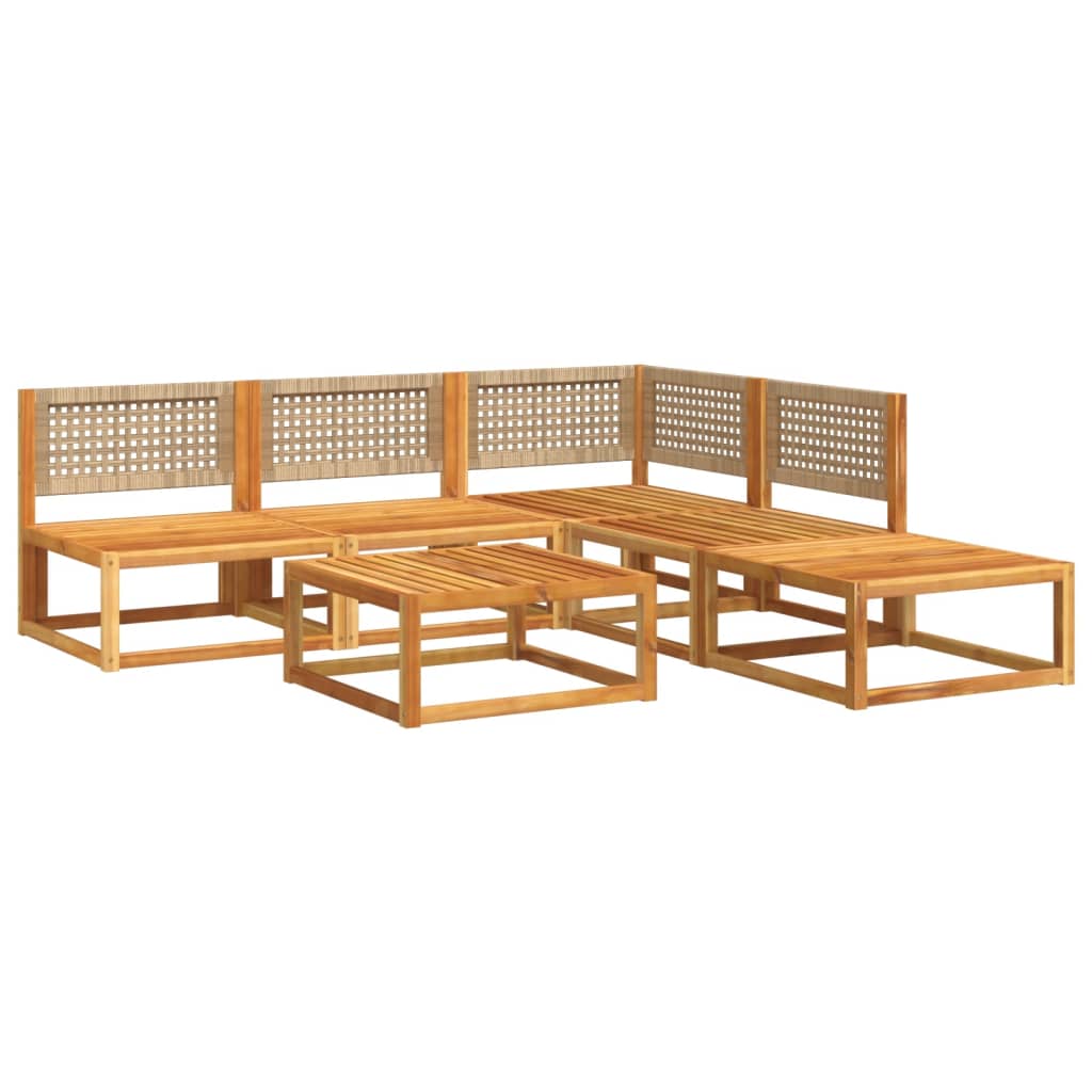 Salon de jardin avec coussins 6 pcs bois d'acacia solide