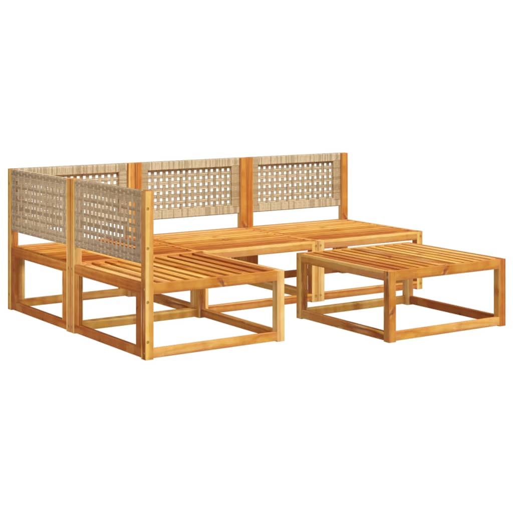 Salon de jardin avec coussins 5 pcs Bois d'acacia solide