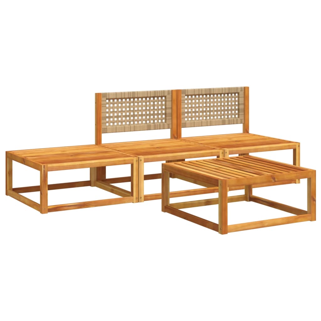 Salon de jardin avec coussins 4 pcs bois d'acacia massif