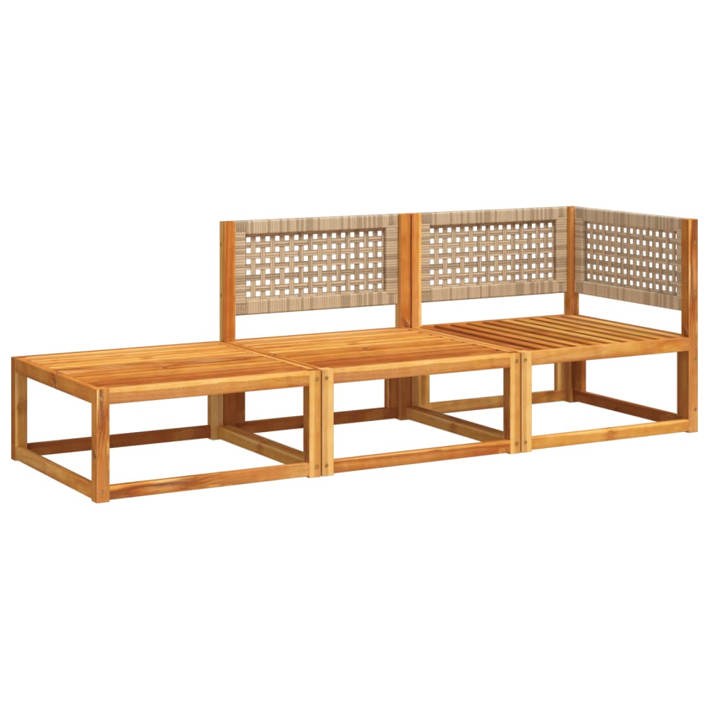 Salon de jardin avec coussins 3 pcs bois massif d'acacia