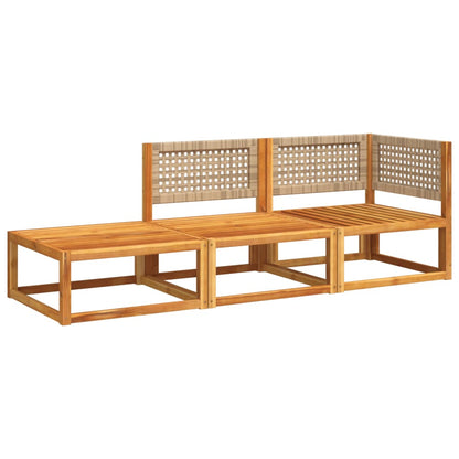 Salon de jardin avec coussins 3 pcs bois massif d'acacia