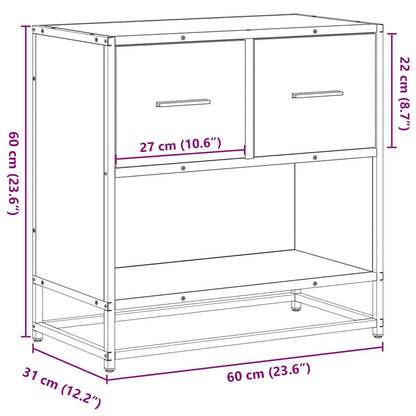 Table de chevet chêne sonoma 60x31x60 cm bois ingénierie métal