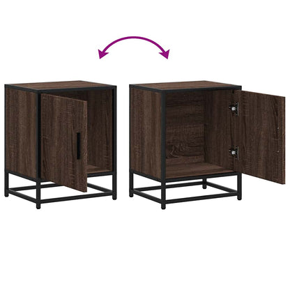 Tables de chevet 2 pcs chêne marron bois d'ingénierie et métal