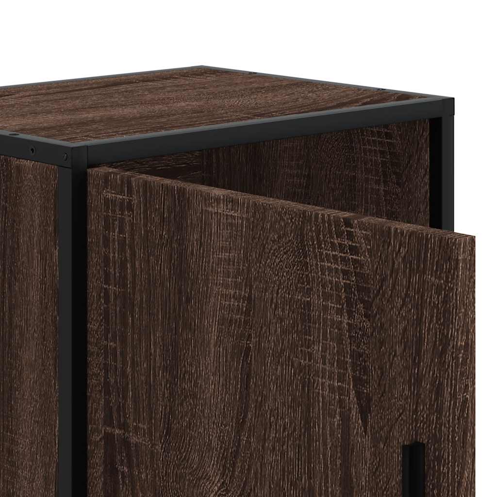 Tables de chevet 2 pcs chêne marron bois d'ingénierie et métal