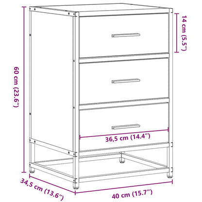 Table de chevet chêne sonoma 40x34,5x60cm bois ingénierie métal