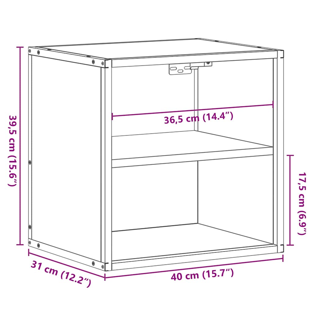 Table de chevet murale Chêne fumé 40x31x39,5 cm