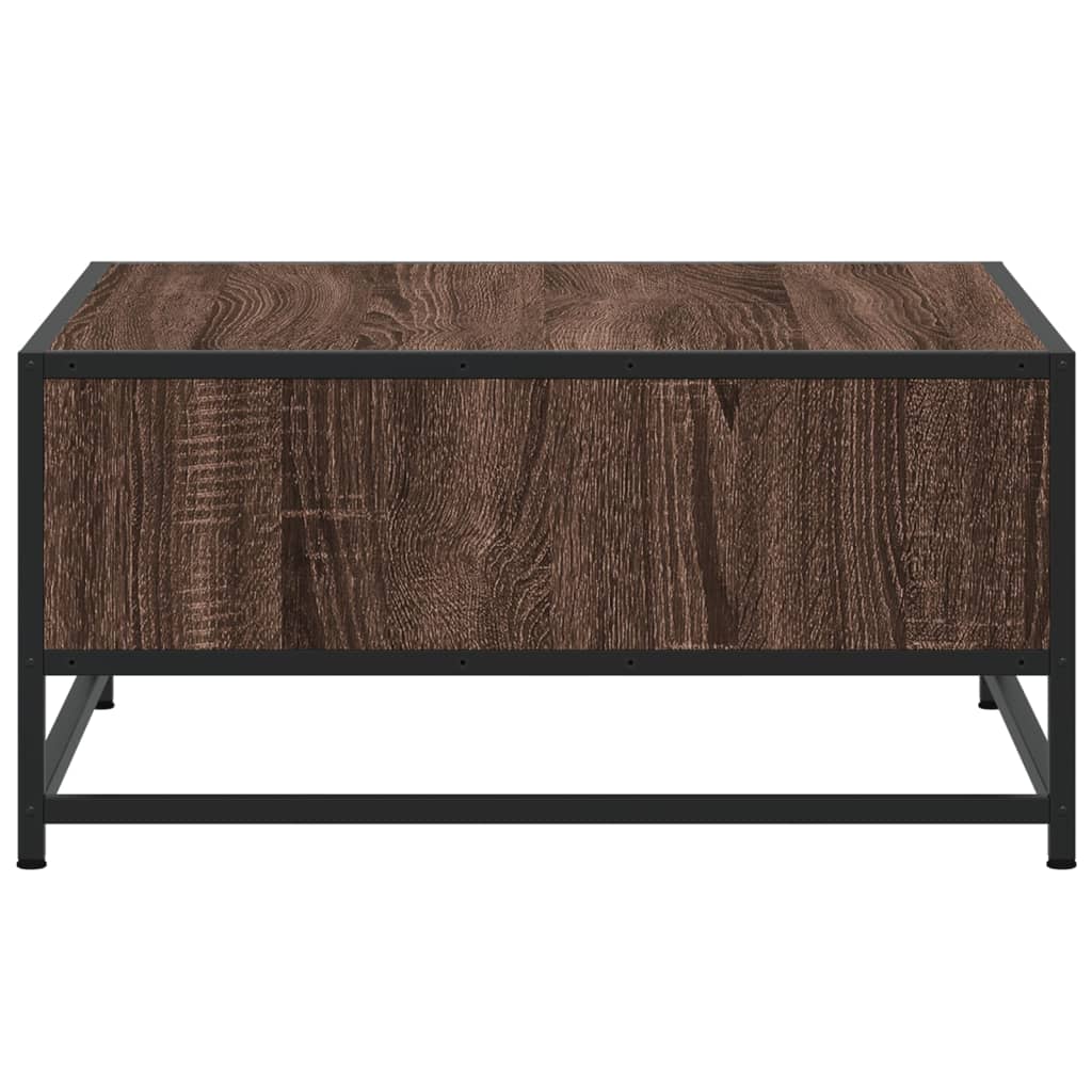 Table basse chêne marron 60,5x60,5x30cm bois d'ingénierie/métal