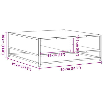 Table basse chêne fumé 80x80x30 cm bois d'ingénierie et métal