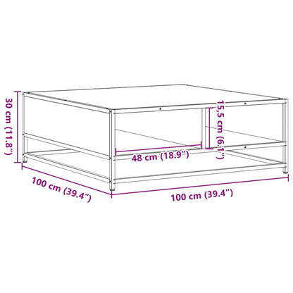 Table basse noir 100x100x30 cm bois d'ingénierie et métal