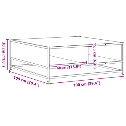 Table basse chêne sonoma 100x100x30 cm bois d'ingénierie/métal