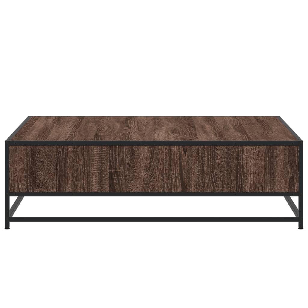 Table basse chêne marron 100x100x30 cm bois d'ingénierie/métal