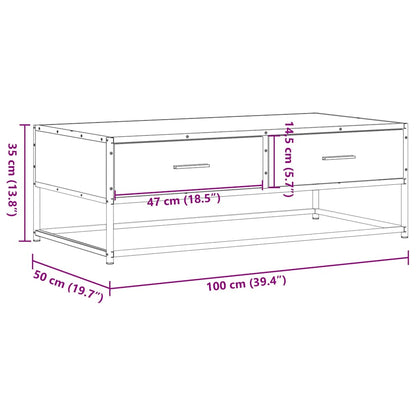 Table basse noir 100x50x35 cm bois d'ingénierie et métal