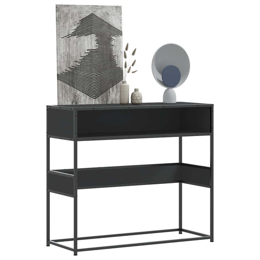 Table console noir 90x35x80 cm bois d'ingénierie