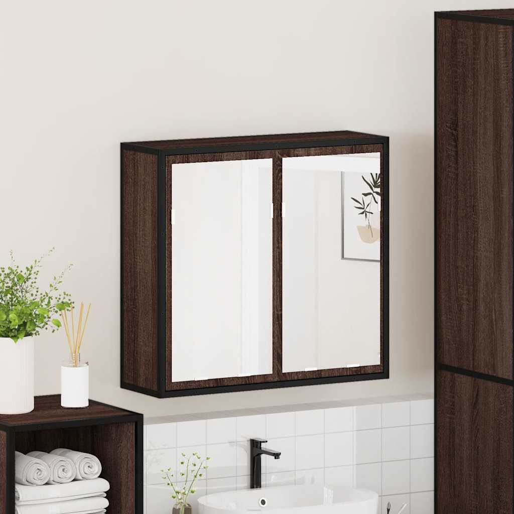 Armoire à miroir de salle de bain chêne marron bois ingénierie