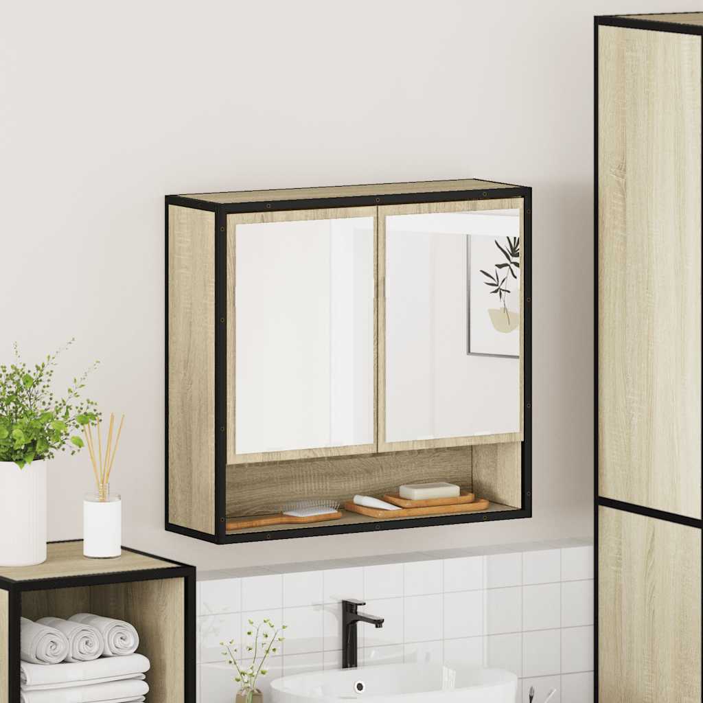 Armoire à miroir de salle de bain chêne sonoma bois ingénierie