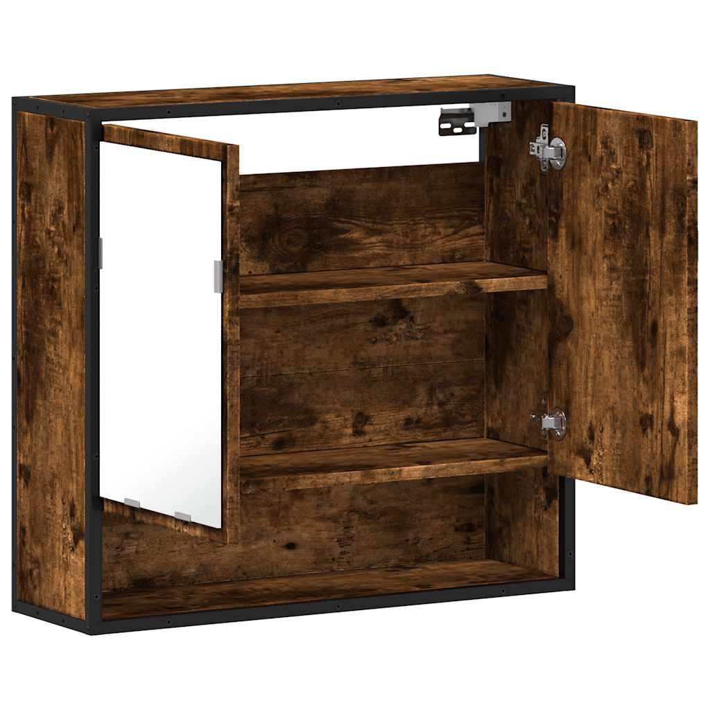 Armoire à miroir de salle de bain chêne fumé bois d’ingénierie