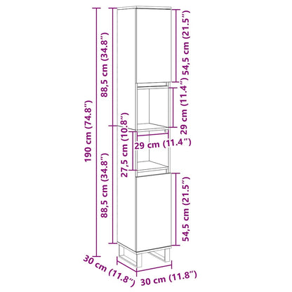 Armoire salle de bain chêne sonoma 30x30x190 cm