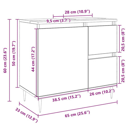 Armoire lavabo de salle de bain chêne sonoma bois d'ingénierie