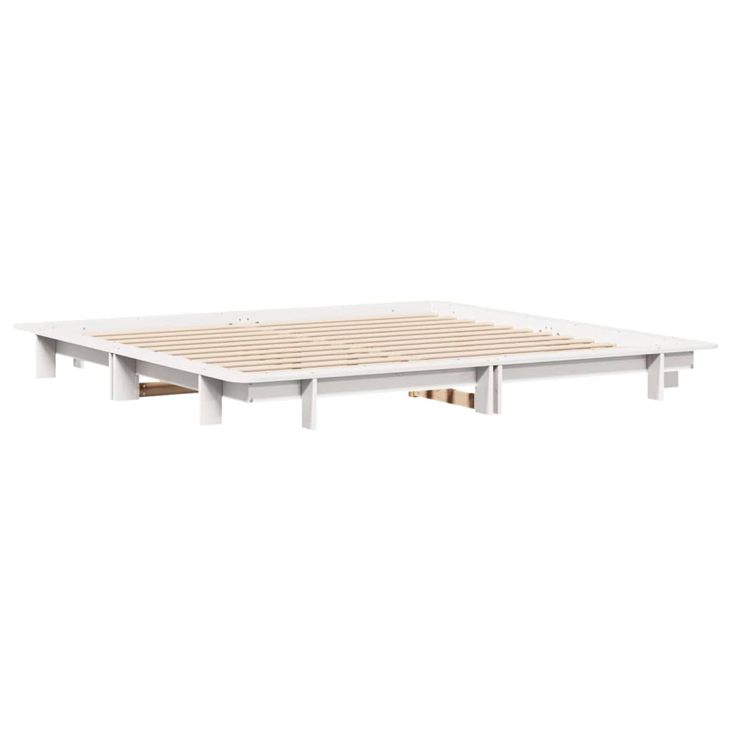 Cadre de lit sans matelas blanc 160x200 cm bois de pin massif