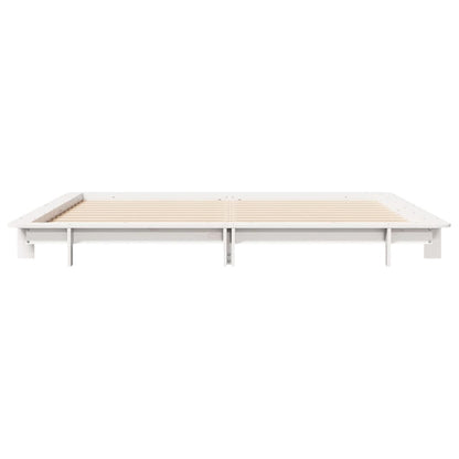 Cadre de lit sans matelas blanc 160x200 cm bois de pin massif