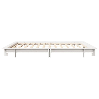 Cadre de lit sans matelas blanc 160x200 cm bois de pin massif