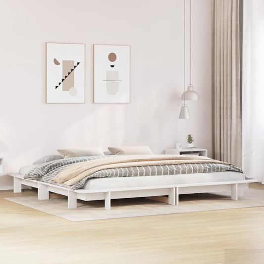 Cadre de lit sans matelas blanc 160x200 cm bois de pin massif