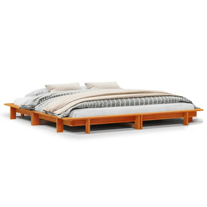 Cadre de lit sans matelas cire marron 160x200cm bois pin massif