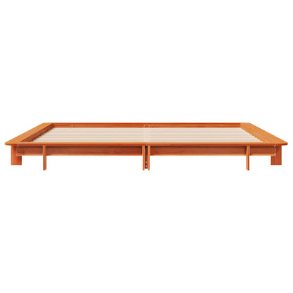 Cadre de lit sans matelas cire marron 160x200cm bois pin massif